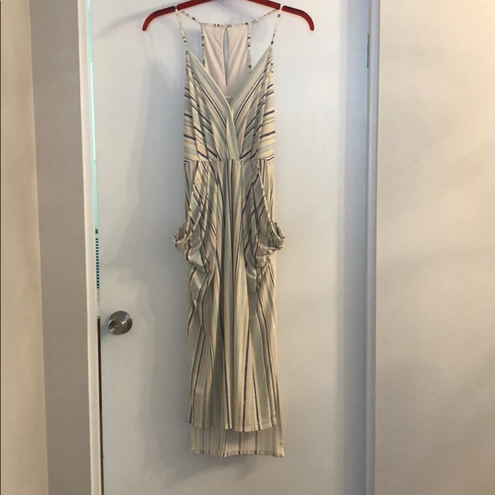 BCBGeneration Striped Midi Dress in Ivory and Blue